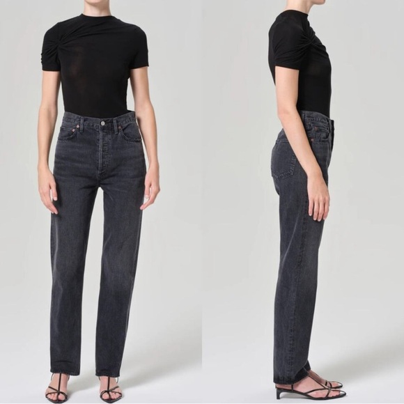 Agolde | Pinch Waist High Rise Washed Black Size 26/2 90s Straight Leg Y2K - Picture 1 of 14